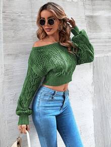 SHEIN Essnce 套頭毛衣 - 綠色 - 查看 5