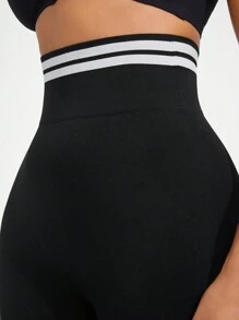 條紋飾邊塑形短褲 - 黑色 - 查看 6