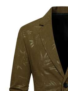 Manfinity Mode Men's Plant Print Suit Set - Coffee Brown - View 3