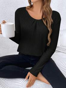 SHEIN Frenchy Women's Long Sleeve Top With Back Hollow Out Design