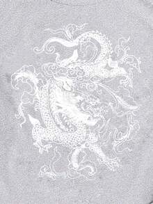 SHEIN Unity Chinese Dragon Graphic Tank Top - Light Grey - View 3