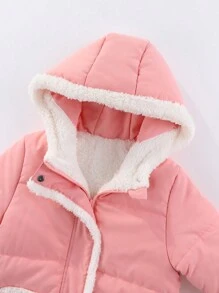 SHEIN Girls' Thickened Mid-length -padded Coat, Winter New Style Student Overcoat For Toddler Girls - Pink - View 7