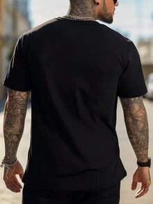 Men Christmas Print Tee - Black - View 2