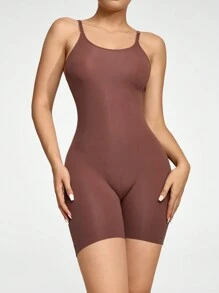 SHAPORA 女士塑身短裤休闲针织露背收腹提臀紧身衣 - 黑色 - 查看 3