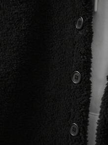 RueChic Men's Drop Shoulder Lambswool Jacket - Black - View 6
