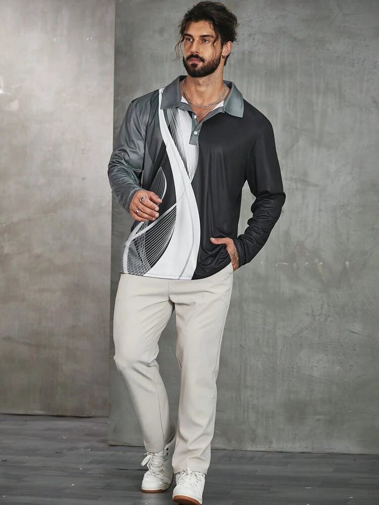 メンズ カラーブロック ポロシャツ プラスサイズ