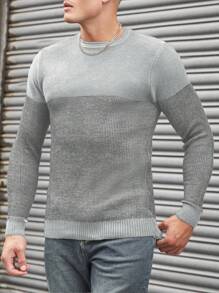 SHEIN Cottnline Men's Casual Round Neck Sweater - Grey - View 4