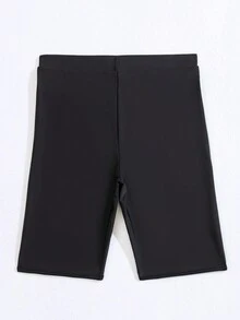 女士網眼拼接對比色捲邊比基尼下褲 - 黑色 - 查看 5