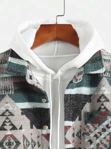 Manfinity Hypemode Men Geo Print Pocket Patched Overcoat Without Hoodie - Red - View 3