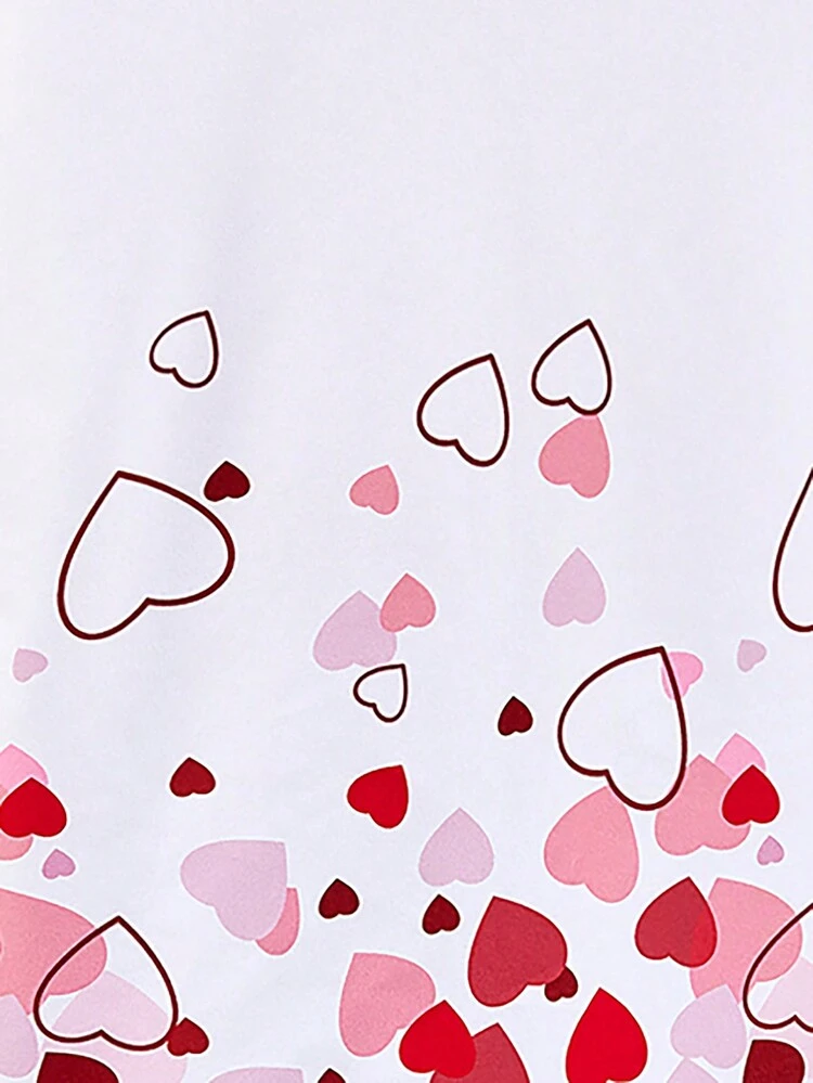 Heart Print Button Up Shirt Fall Cloth For Women
