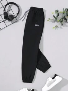 SHEIN 3件套男童纯色慢跑裤 - 軍綠色 - 查看 7