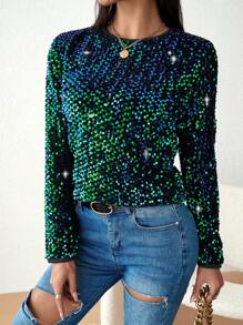 SHEIN Unity Kim sa Lỗ khóa trở lại Áo thun - màu xanh lá - Xem 5