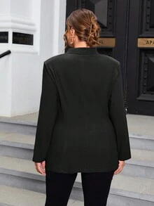 SHEIN Privé 大尺碼純色西裝外套 - 黑色 - 查看 2