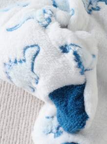 1pc Newborn Baby Animal Print 3D Ears Hooded Jumpsuit For Boys, Sleepwear - White - View 4