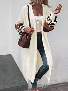 SHEIN Essnce 對比色下垂肩前開釦毛衣外套 - 彩色 - 查看 3