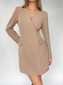 BizChic Vestidos De Pescoço Halter Vazado Para Mulheres - Caqui - Ver 5