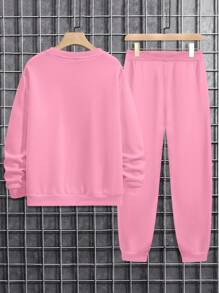 Manfinity Homme Men Bear Print Sweatshirt & Drawstring Waist Sweatpants , Going Out , Graphic , Funny , Plain , Couple Matching
