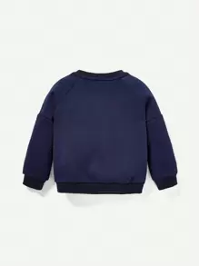 Cozy Pixies 2入組嬰兒男童狐狸和字母圖案圓領插肩袖運動衫 - 寶藍色 - 查看 8