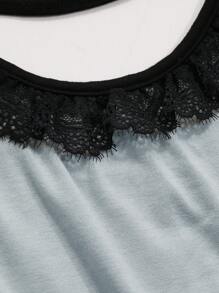 DAZY 對比蕾絲剪裁露背奶油色質感袖裝晚裝