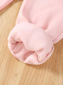 SHEIN Cô Gái Trẻ Túi nắp bên cạnh Nút phía trước Nhiệt Quần thể thao - Hồng - Xem 5