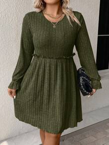 Calvaya 大碼路連衣裙 - 軍綠色 - 查看 1