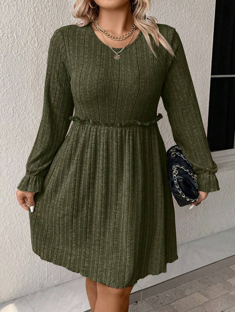 Calvaya 大碼路連衣裙 - 軍綠色 - 查看 1