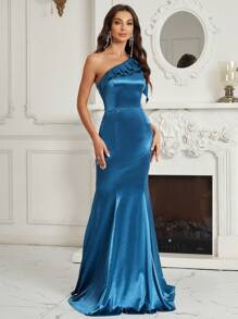 SHEIN Belle 單肩設計,魚尾擺伴娘禮服(成人)