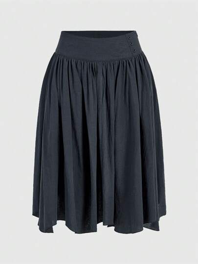 Fairycore Jupe Décontractée De Couleur Unie, Coupe Ample, Fermeture Éclair