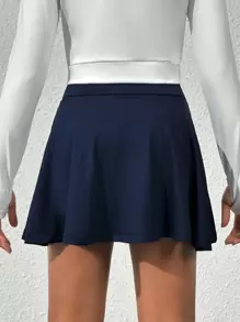 SHEIN Tween Girl Solid Active Skort With Phone Pocket