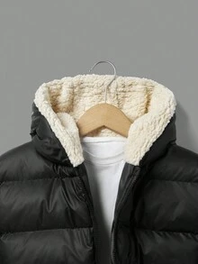 RueChic Tween Boys' Hooded Padded Jacket With Fleece Lining - Black - View 4