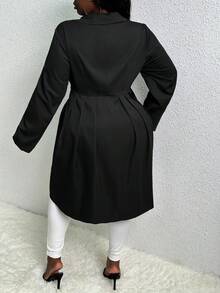 Slaydiva 加大號雙排扣風衣 - 黑色 - 查看 2