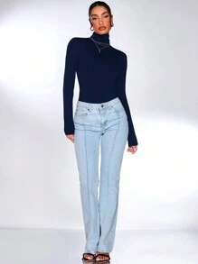 SHEIN BAE High Neck Solid Bodysuit