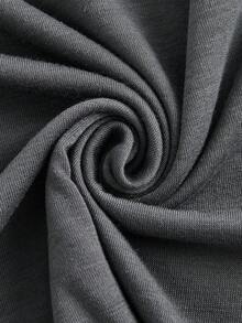 SHEIN LUNE Đồ họa Chữ cái Áo thun - Màu xám đen - Xem 4