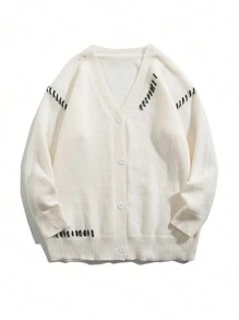 Men's Oversized Loose Fit Casual Simple Cardigan - Beige - View 1