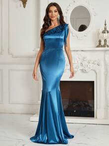 SHEIN Belle 單肩設計,魚尾擺伴娘禮服(成人)