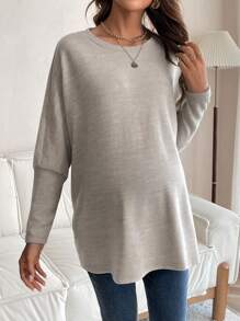 SHEIN Maternity Batwing Sleeve T-shirt - Khaki - View 6