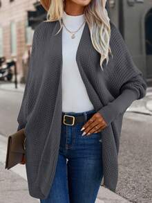 SHEIN Essnce Batwing Sleeve Casual Design Cardigan - Dark Grey - View 3