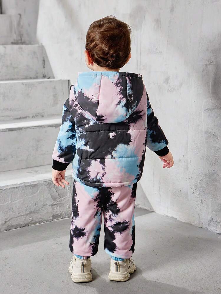 Baby Boy Tie Dye Zip Up Vest Padded Coat & Sweatpants & Pullover