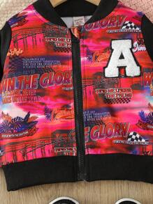 Infant Boys' Coastal Dusk Hook & Loop Letter Print Fashionable Cool Warm Jacket - Red - View 5
