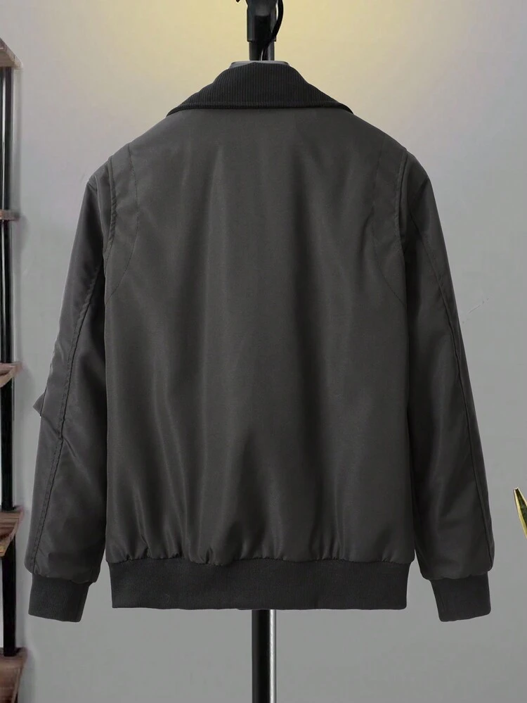 Men Letter Patched Flap Pocket Cargo Jacket Without Tee