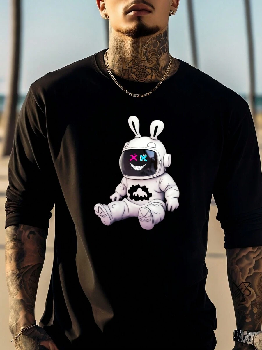 Men Cartoon Graphic Tee - Black - View 1