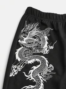 Kleine Mädchen Schlaghose mit chinesischer Drachengrafik, Herbst und Winter, ideal für Lässig und Alltagskleidung und Schulalltag, cooles Streetstyle-Mädchen, Y2K-Mädchen