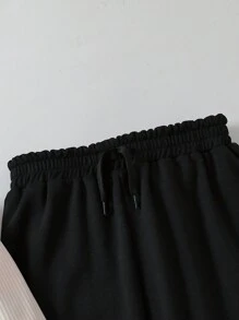 SHEIN 2 cái/bộ Bé trai Giải trí Màu thuần Cổ áo có gân Áo polo Và Quần Quần áo thể thao Đối với Mùa thu đông - Nhiều màu - Xem 4