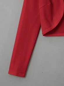SHEIN EZwear Solid Open Front Jacket - Red - View 4