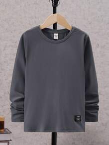 SHEIN 男大童3入組字母補丁細節T恤 - 灰色 - 查看 8