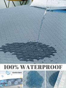 1入組刷毛面料浮雕床墊套 - 霧霾藍 - 查看 5