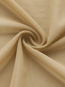 SHEIN ICON Drawstring Front Lettuce Trim Split Hem Tube Top - Khaki - View 4