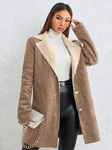 SHEIN Essnce 女性標準外套 - 卡其色 - 查看 3