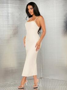 SHEIN SXY Women'S Pu Leather Slim Cami Dress