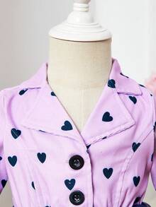 Đứa bé gái In Trái tim Lưới Hem Đầm - màu đen - Xem 3